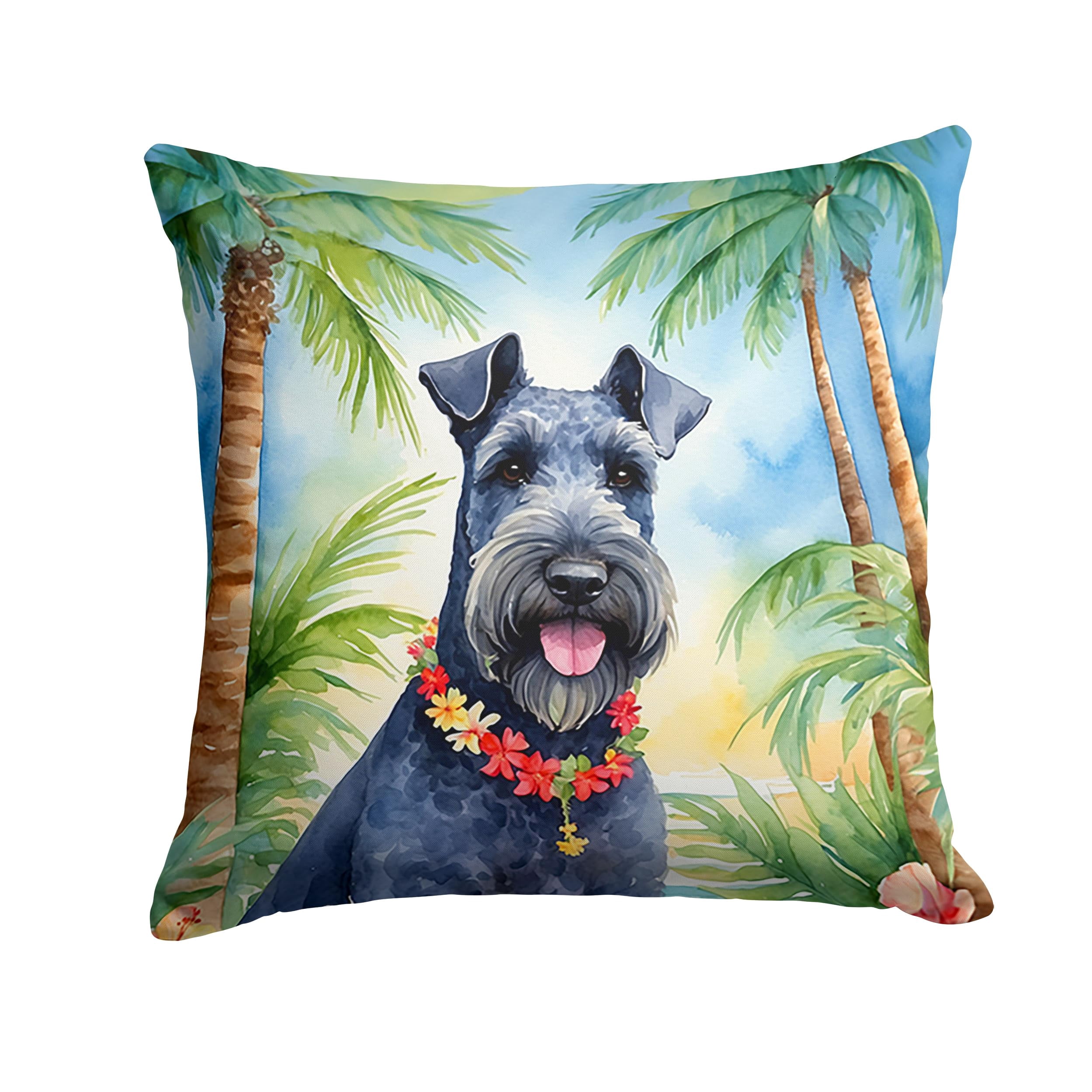 Kerry Blue Terrier Luau Throw Pillow 14 in x 14 in