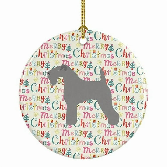 Kerry Blue Terrier Merry Christmas Ceramic Ornament 2.8 in x 2.8 in