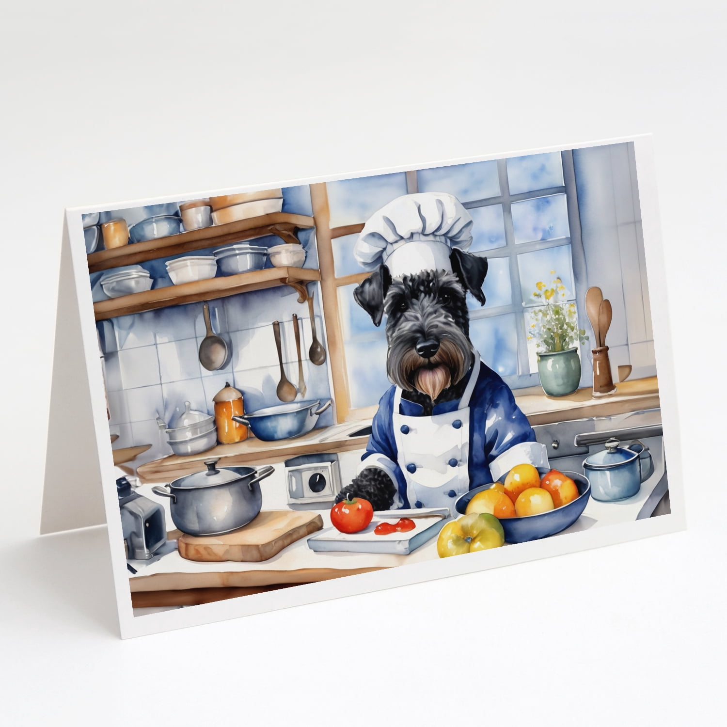 Kerry Blue Terrier The Chef Greeting Cards Pack of 8 7 in x 5 in