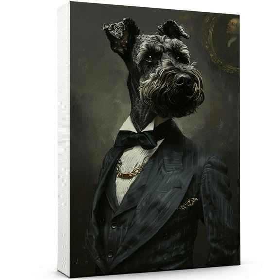 Kerry Blue Terrier Wall Art Abstract Dog Posters - Kerry Blue Terrier Dog Canvas Wall Art For Bedroom Decor - Canvas Prints - Orange Dog Decor