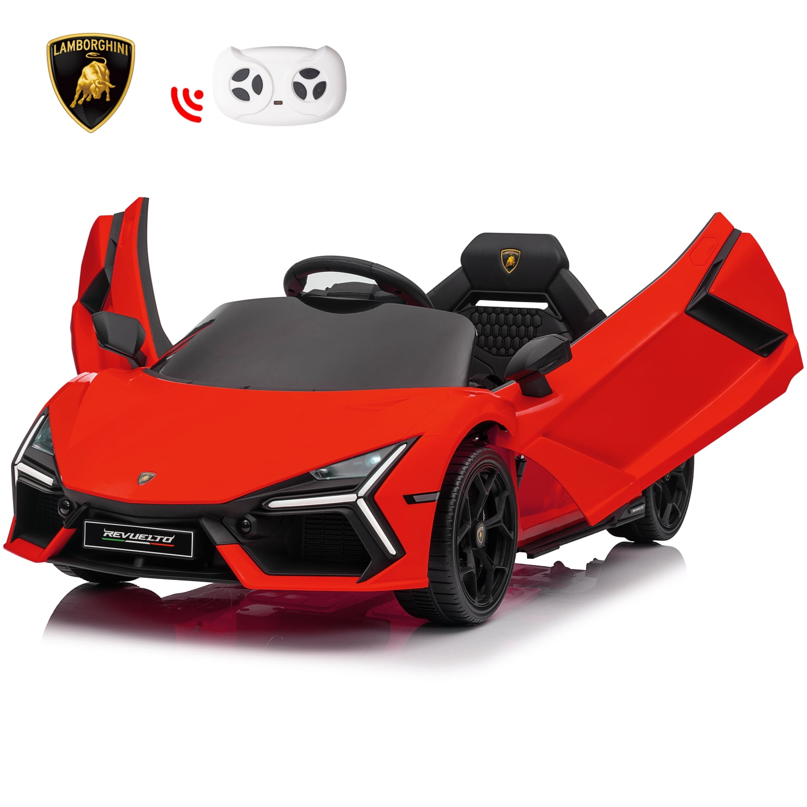 12V Red Polypropylene Lamborghini Revuelto Kids Ride-On Car