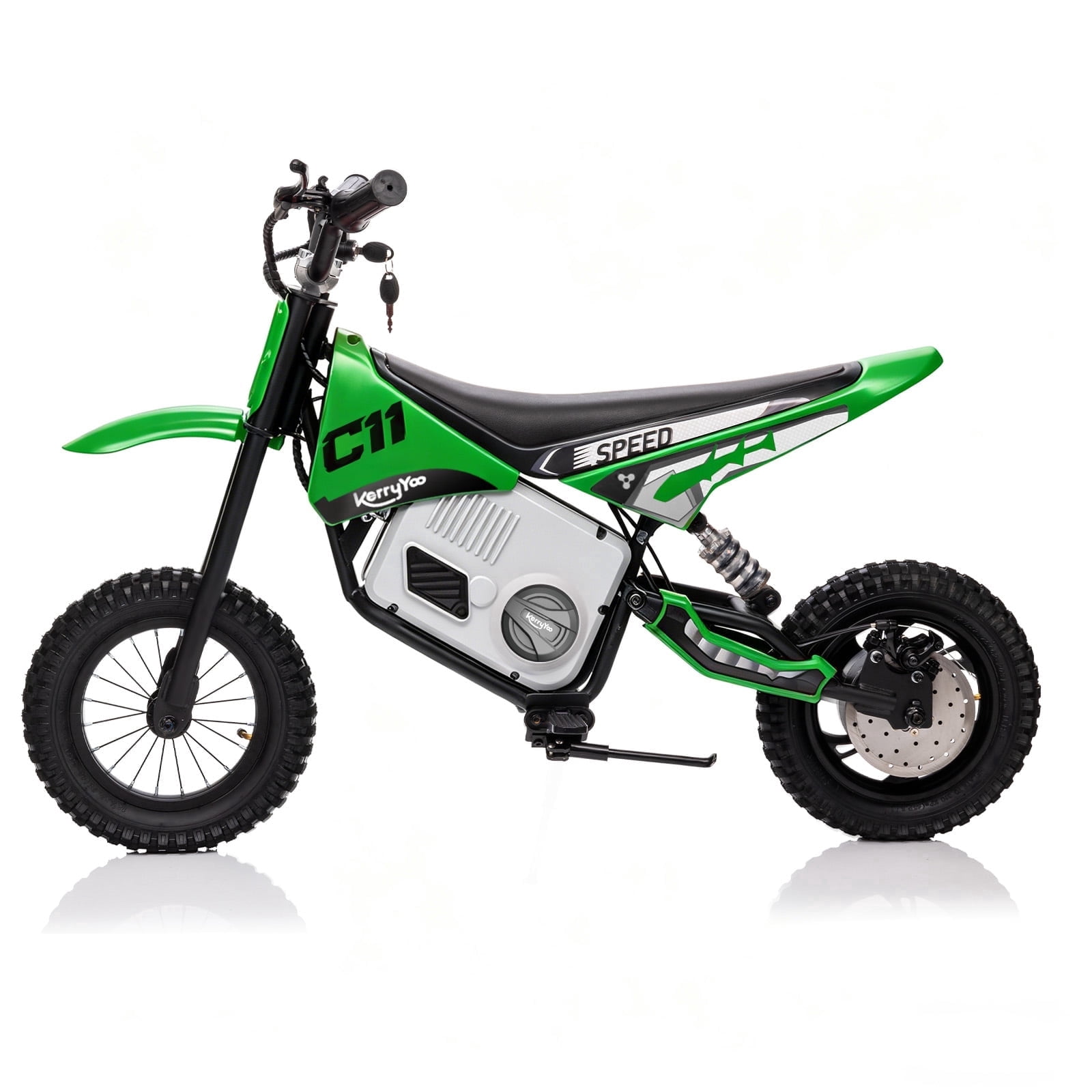 Electric Dirt Bike for Kids 6+, 24V Motorcycle, Electric Motorbike, 5-10 mph, High/Low Speeds-Green