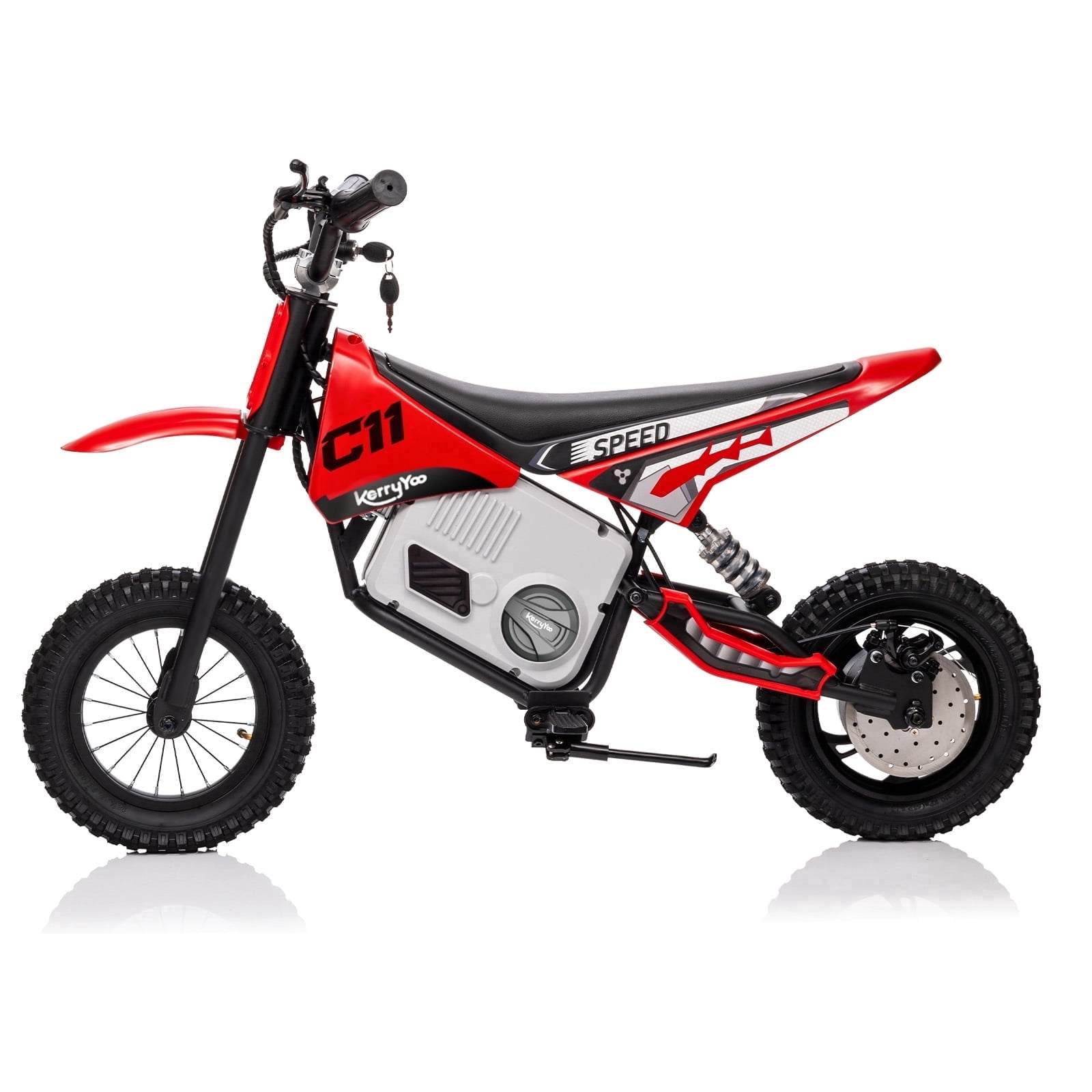Electric Dirt Bike for Kids 6+, 24V Motorcycle, Electric Motorbike, 5-10 mph, High/Low Speeds-Red