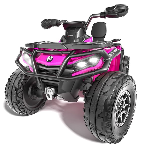Kerry Yoo SAT5 24V Kids ATV, Licensed Can-am 4 Wheeler for Kids, Children Electric Car, 2 Seats, Parental Handle, Suspension, Safety Belt, Music-Pink