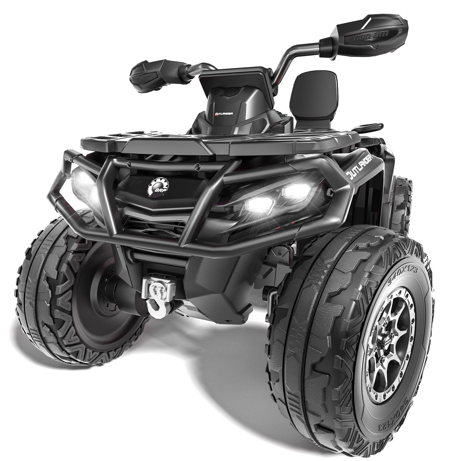 Kerry Yoo SAT5 24V Kids ATV, Licensed Can-am 4 Wheeler for Kids, Children Electric Car,  2 Seats, Parental Handle, Suspension, Safety Belt, Music-Black