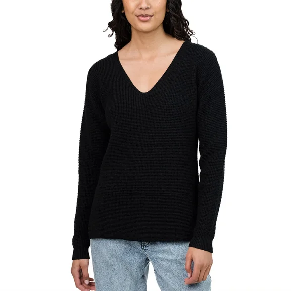 Kersh Women's Waffle Knit Sweater S Black