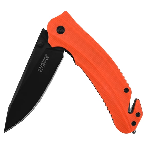 Kershaw Barricade (8635), Multifunction Rescue Pocket Knife with 3.5 Inch Stainless Steel Blade, Features SpeedSafe Assisted Opening with Flipper, Glass Breaker Tip, Belt Cutter, and Pocket Clip