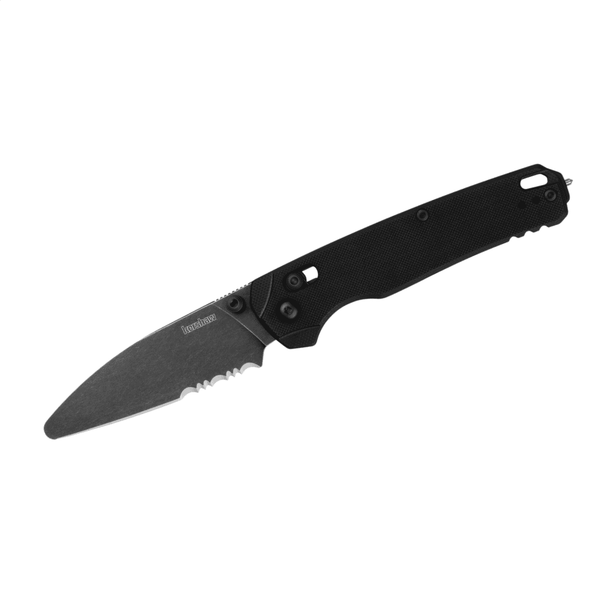Kershaw Bel Air XL EMT Manual DuraLock Partially Serrated Sheepsfoot Blade EDC Folding Pocket Knife - Black