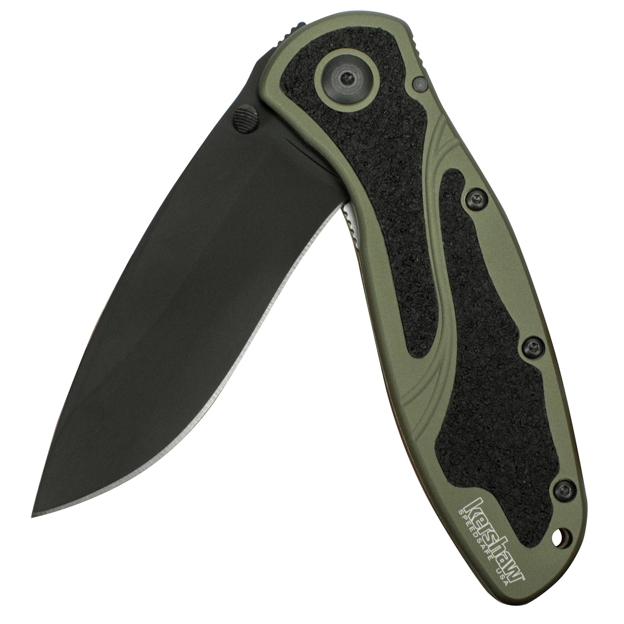 Kershaw Blur Olive and Black Pocket Knife, 3.4 Blade with As