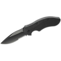 Kershaw Clash Serrated Assisted Open Liner Lock 8Cr13MoV Drop Point Blade with Black-oxide coating EDC Folding Pocket Knife - Black