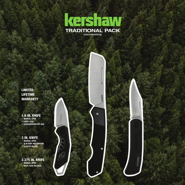 Kershaw Holiday Knife Set, 3 Piece Traditional Knives Gift Set