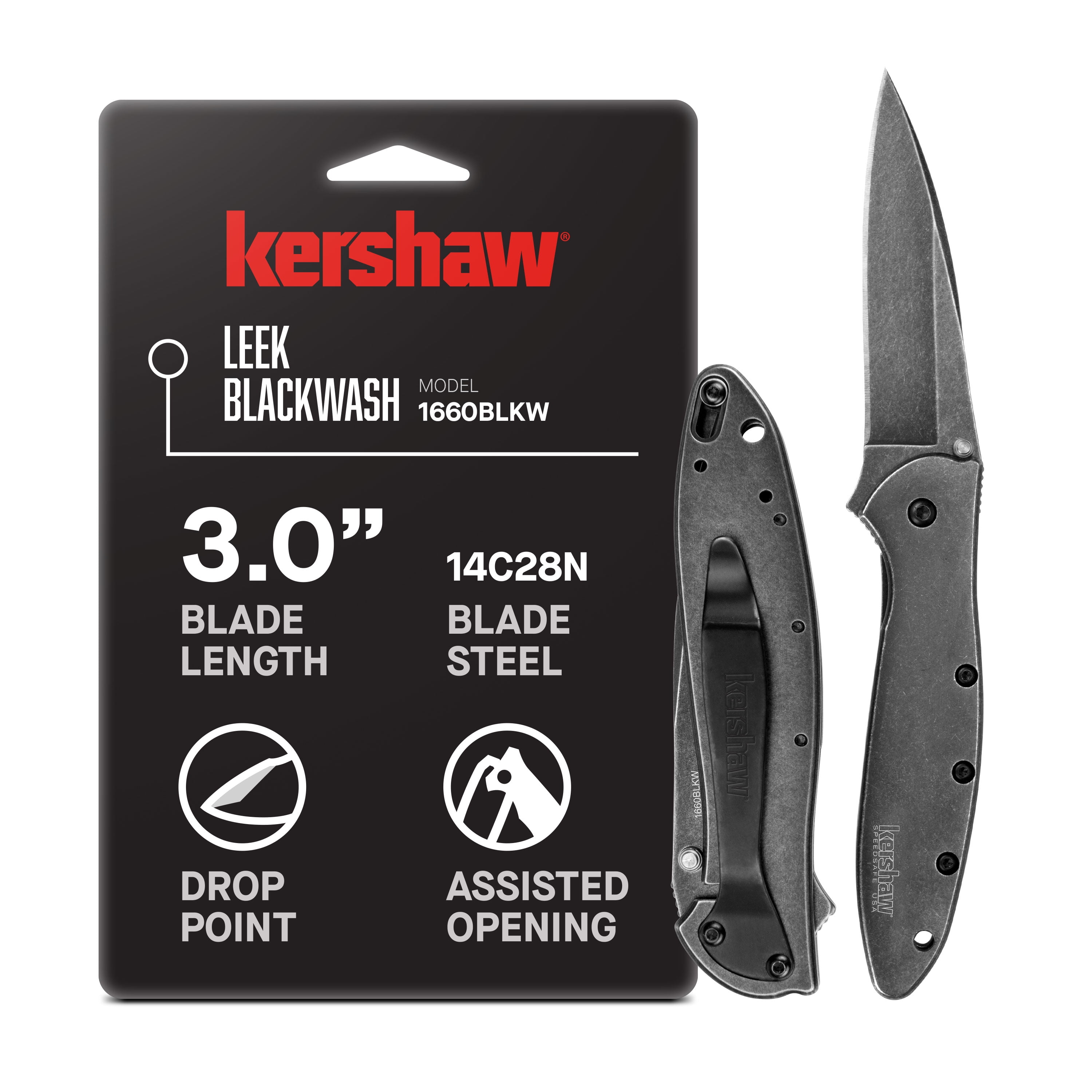 Kershaw Leek BlackWash Pocket Knife - Walmart.com