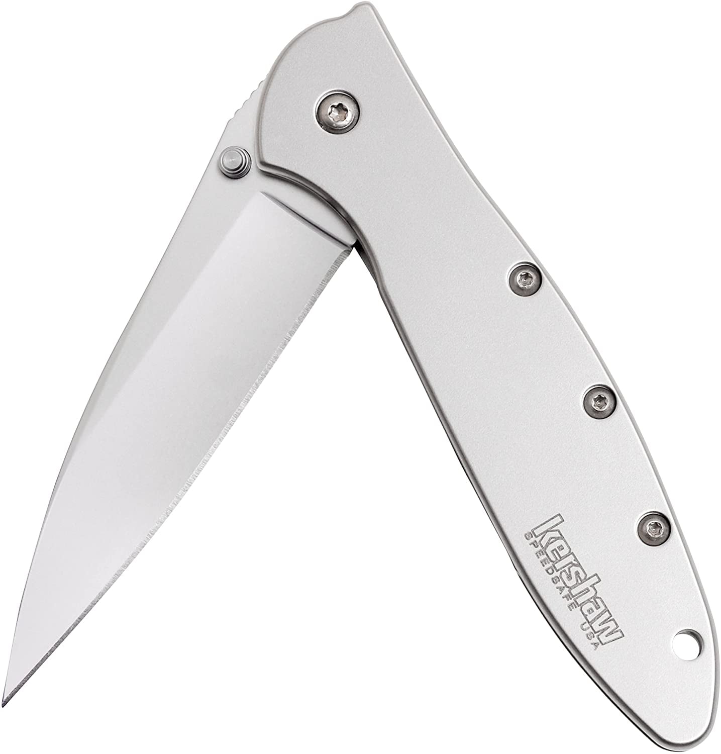 Kershaw Leek Pocket Knife, 3" 14C28N Stainless Steel Drop Point Blade, Spring Assisted Knife, Folding EDC Pocketknife