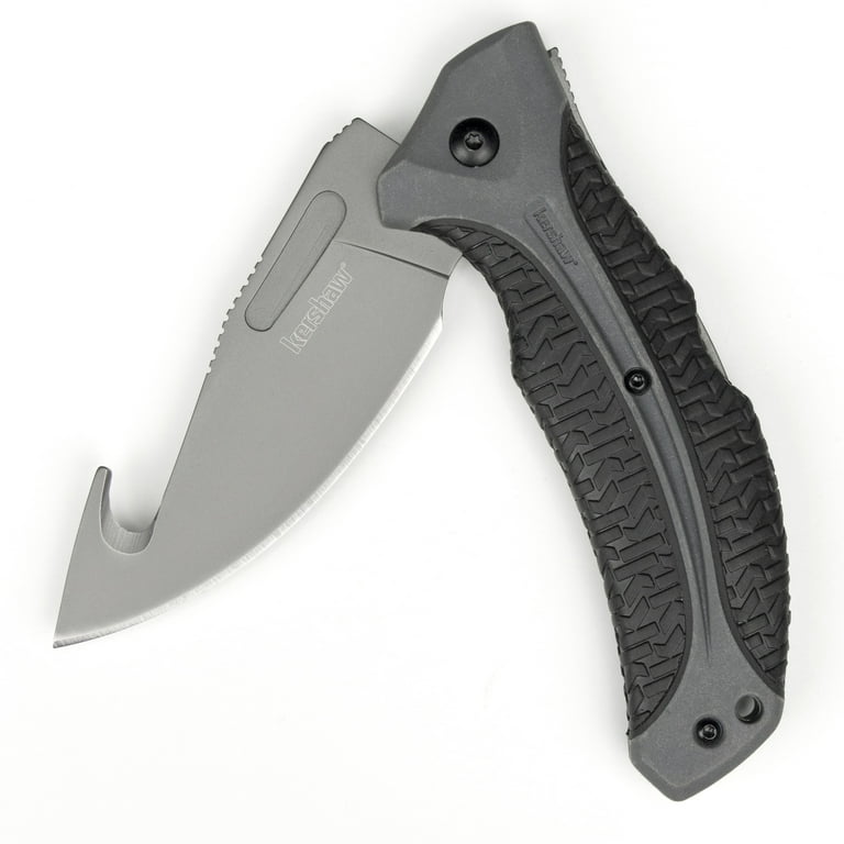Kershaw LoneRock Folding Gut Hook Knife, 3.5” Stainless Steel