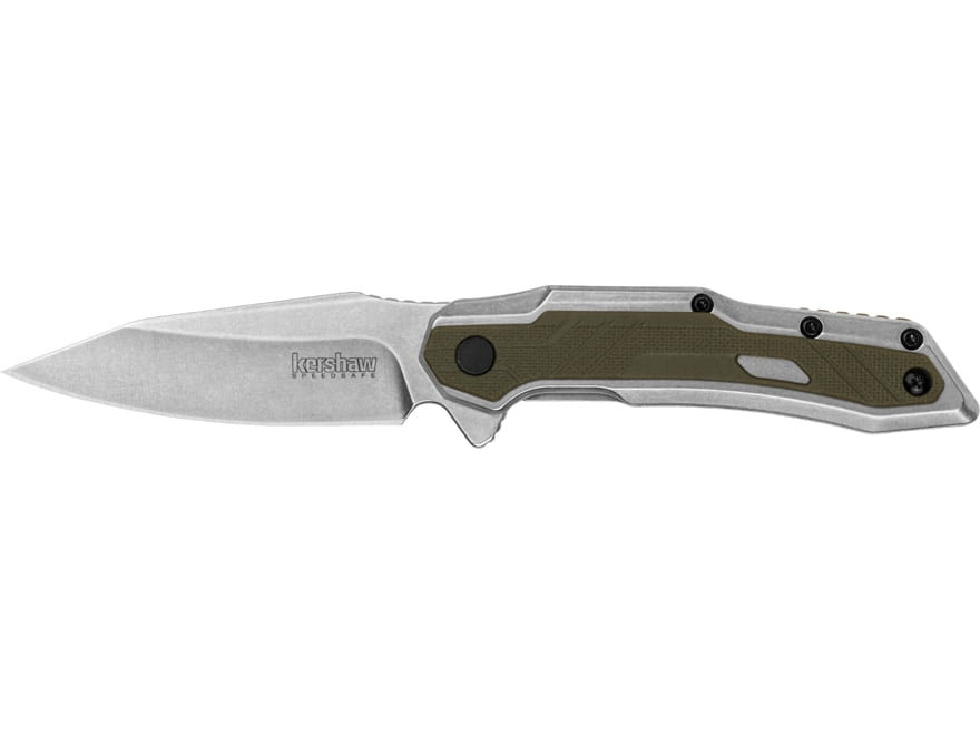 Kershaw Salvage Assisted Opening Pocket Knife 2.9" Modified Clip Point 8Cr10MoV Stonewashed Blade Stainless Steel Handle Green