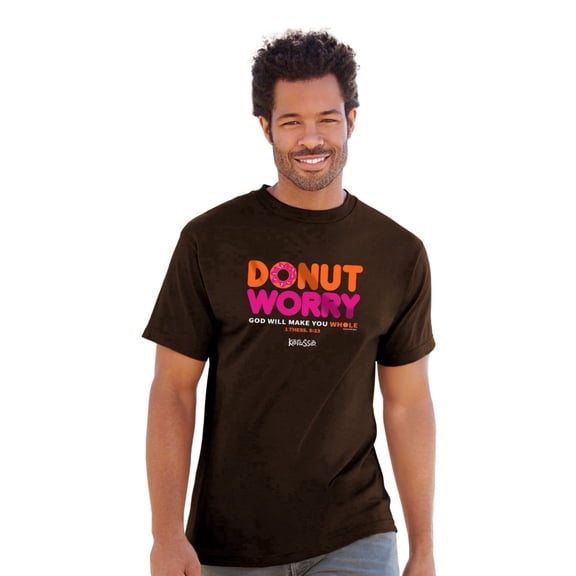 Kerusso Unisex Short Sleeve Casual T-Shirt, Donut, Chocolate, SM