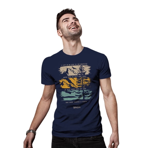 Kerusso Unisex Short Sleeve Casual T-Shirt, Lift My Eyes Up, Navy, SM