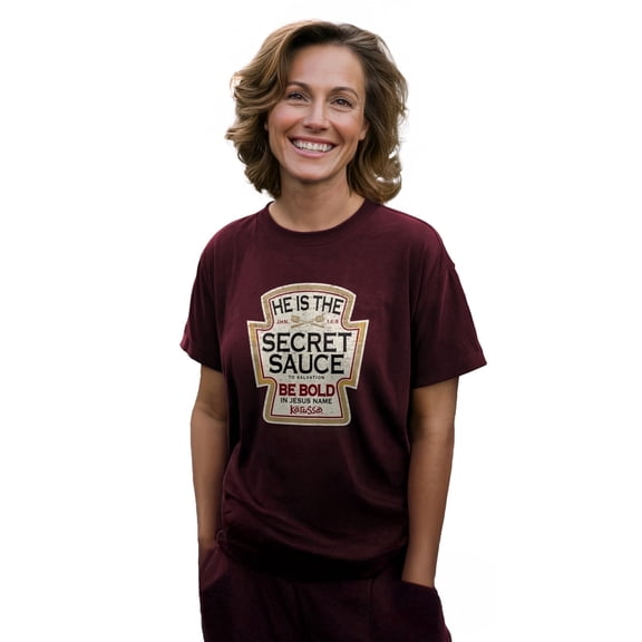 Kerusso Unisex Short Sleeve Casual T-Shirt, Secret Sauce, Maroon, MD