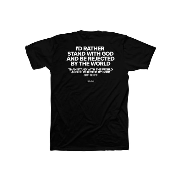 Kerusso Unisex Short Sleeve Casual T-Shirt, I Stand With God, Black, SM
