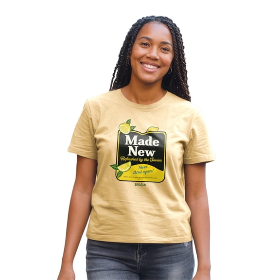 Kerusso Womens Short Sleeve Casual T-Shirt, Made New, Yellow Haze, SM