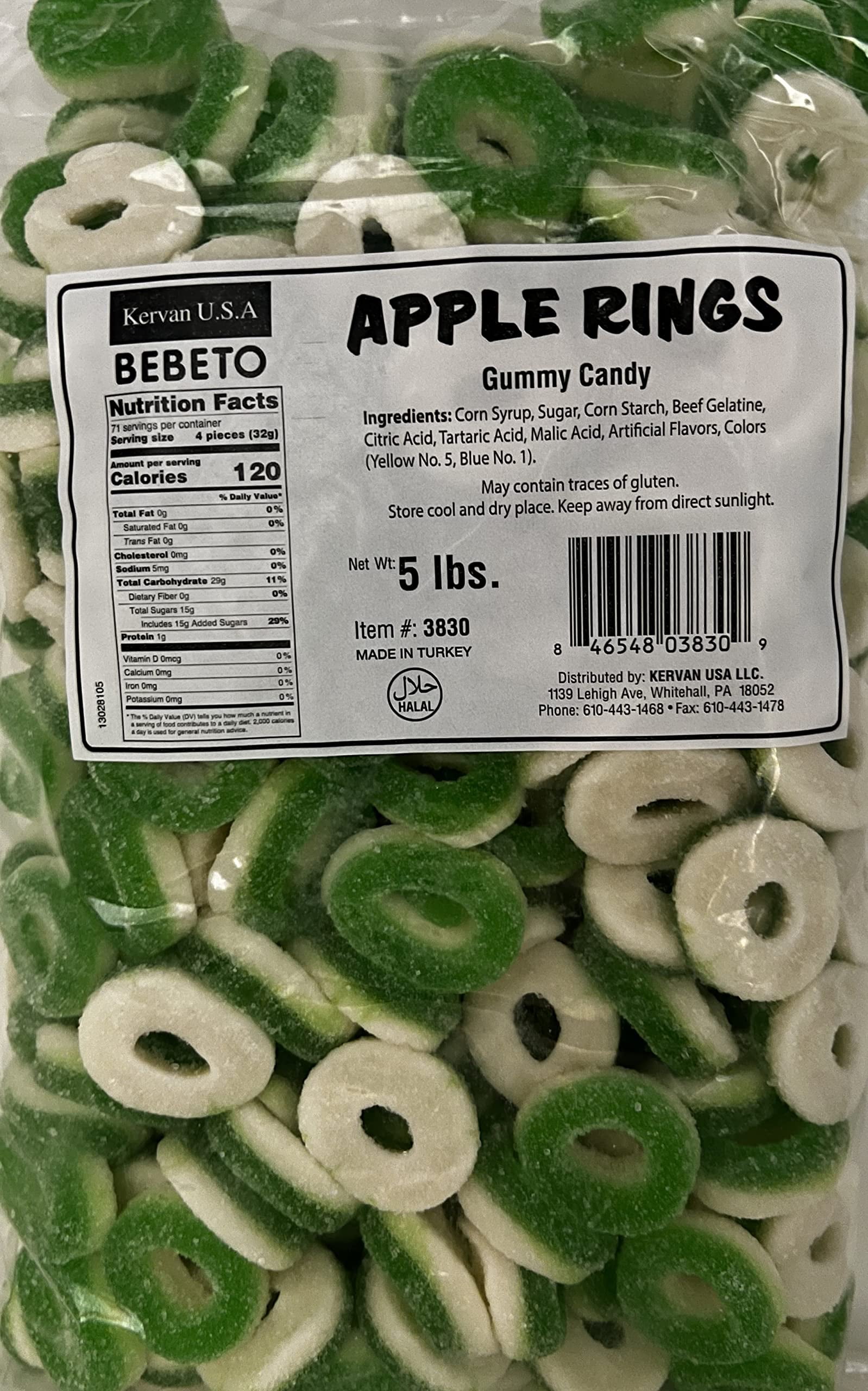Kervan Candy Apple Rings Bulk Gummy TVS1Candy - 5 Pound Bag - Fruity & Sweet Gift Snacks for Kids - Party Size