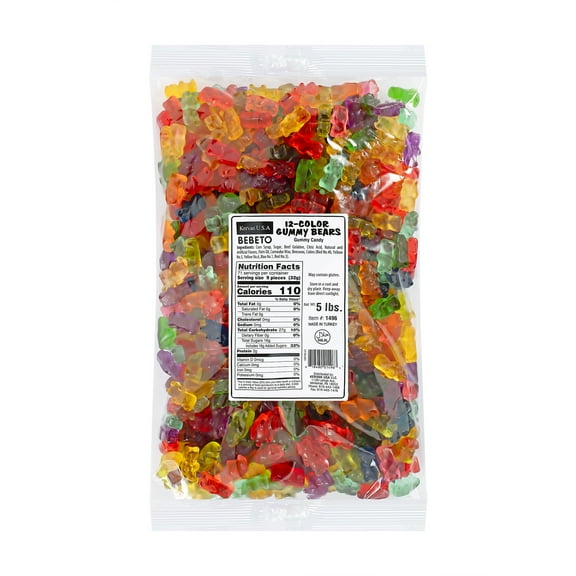 Kervan Candy Bebeto 12 Flavor Gummy Bears - Fruity, Soft & Sweet Gummy Candy Bulk for Kids, Gift Snacks and Parties - Assorted Bear Gummies Party Size Bag (5 lbs)