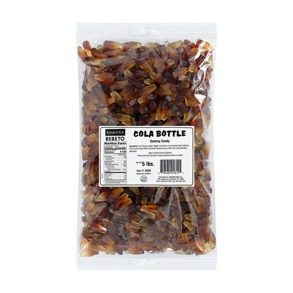 Kervan Candy Bebeto Cola Bottles - Soft & Sweet Gummy Candy Bulk for Kids, Gift Snacks and Parties - Cola Bottle Gummies Big Party Size Bag (5 lbs)