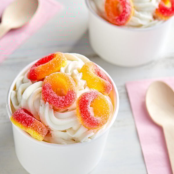 Kervan Gummy Peach Rings 5 lb. - 4/Case