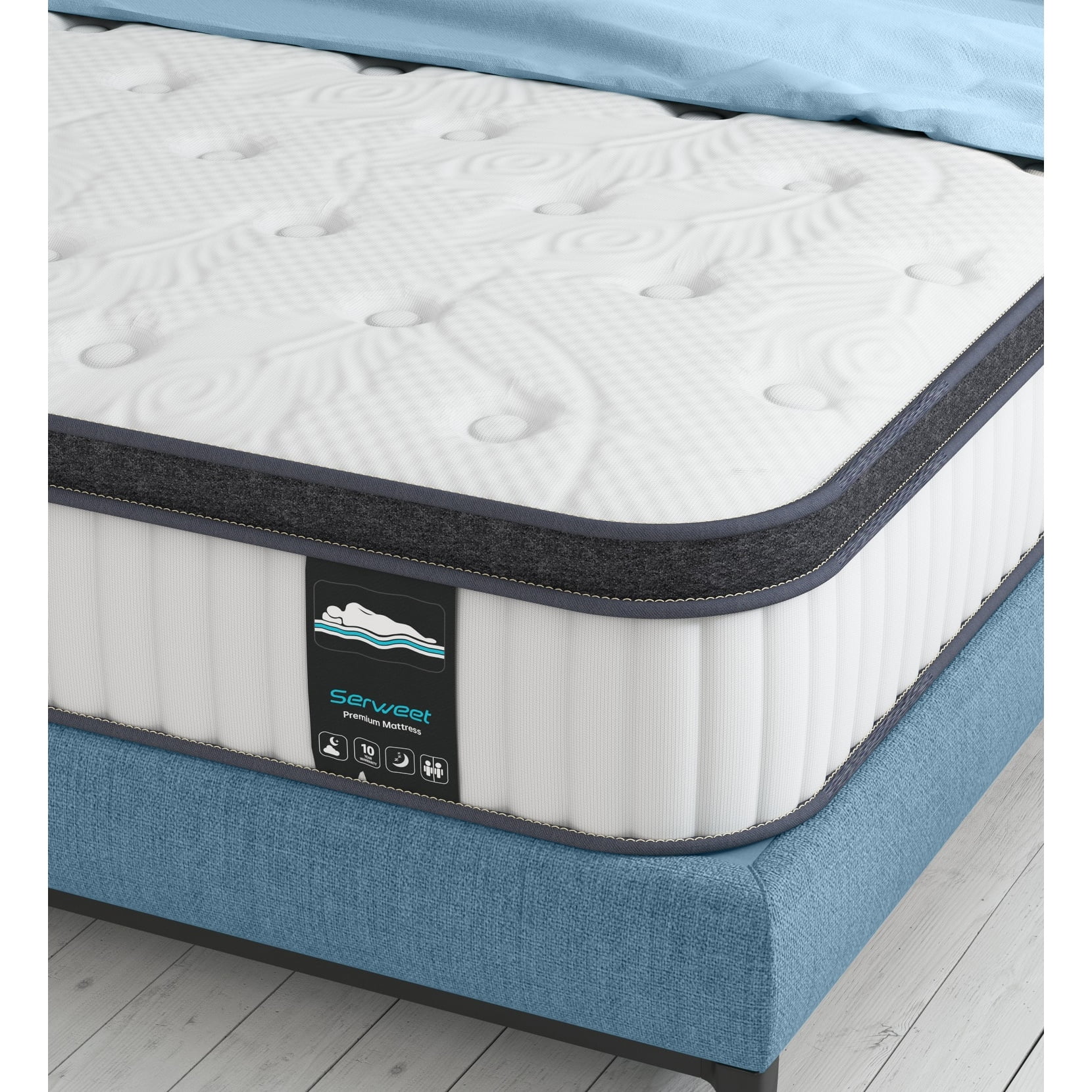 Kescas 12-inch Full/Queen/King Euro Top Medium Firm Hybrid Memory Foam Innerspring Mattress 12 inch