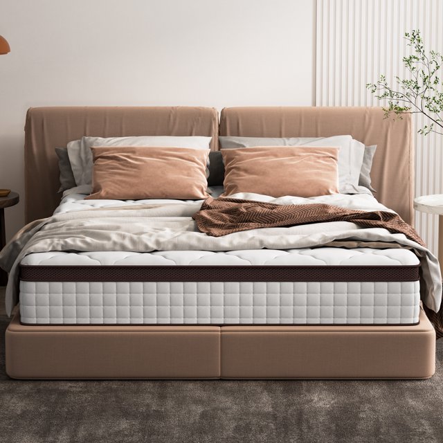 Kescas Orthopedic Queen Mattress, 10 Inch Plush Pillow Top Mattress