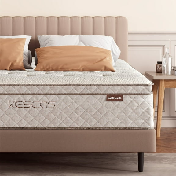 Kescas Queen 12-Inch Euro Top Memory Foam Hybrid Mattress in a Box, Cooler Sleep Pocket Innerspring Bed for Pressure Relief, CertiPUR-US Certified