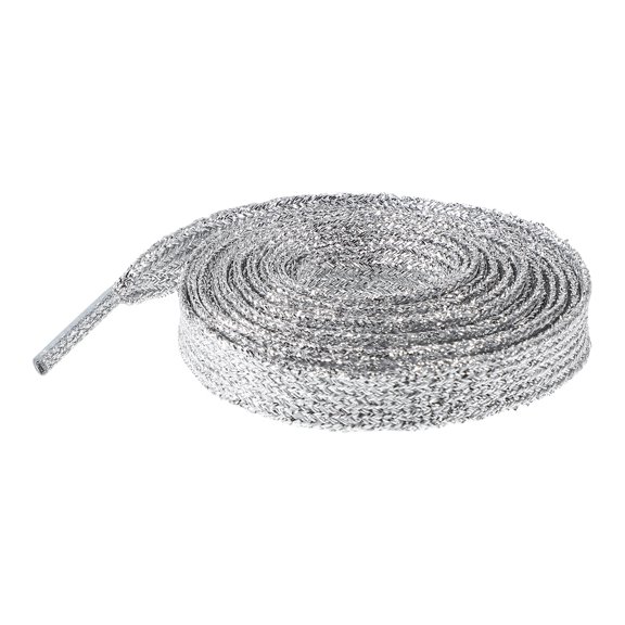 Kesenlong 1 Pair 1.1m Glitter Flat Shoelaces Fashion Shoe Ties Sneaker Canvas Shoe Laces (Silver)