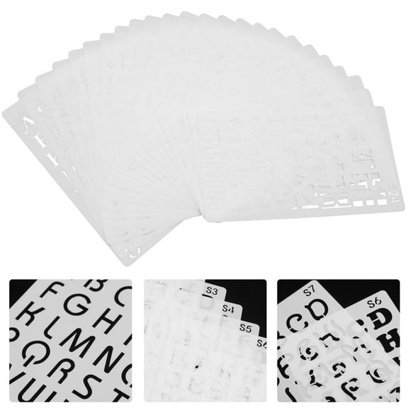 Kesenlong 24PCS Hollow Painting Alphanumeric Template Stencil Alphabet Letter Number Planner Set Stencils Journal Notebook Diary Scrapbookin Crafting DIY Drawing Template Stencil (White)