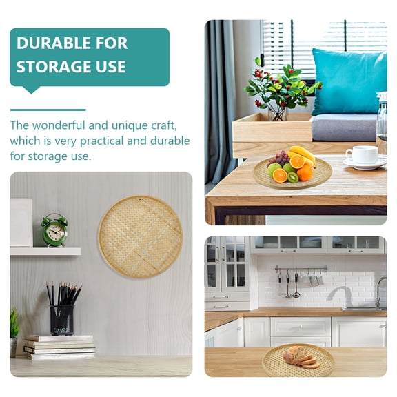 Kesenlong Bamboo Weaving Sieve 2pcs Bamboo Weaving Colander Basket Household Bamboo Sieve Bamboo Colander