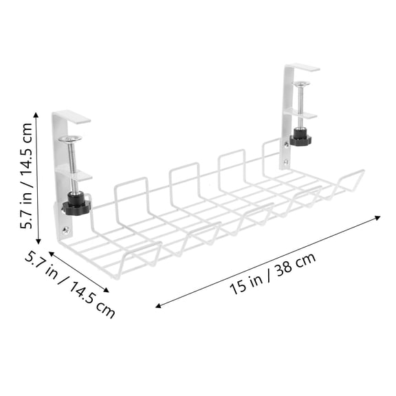 WASHWEPE Multi-Functional Under Desk Cable Organizer White Wire Storage Rack for Workspace