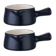 Kesenlong Ceramic French Onion Soup Bowls with Handle, Set of 2, Dark Blue
