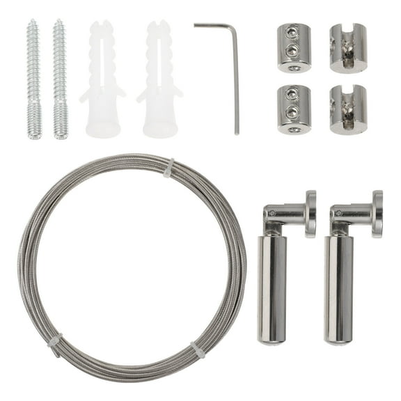 Kesenlong Clothes Rope Line 1 Set 5M Stainless Steel Clothes Hanging String Curtain Drape Wire Rod Set