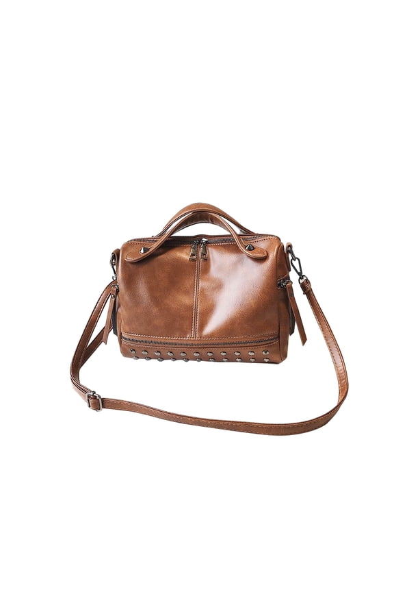 Kesenlong Fashion Crossbody Bag Rivet Handbag Creative Shoulder Bag for Women Ladies (Brown)