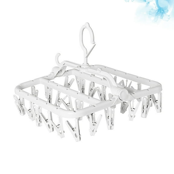 Kesenlong Laundry Rack Foldable Household Hanger Practical Clothes Drying Rack Windproof Clothing Hanging Organizer Laundry Rack for Home (White)