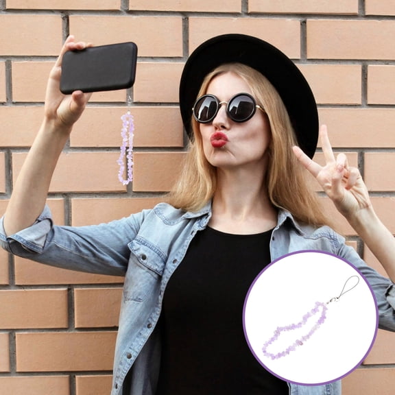 Kesenlong Phone Lanyard Crystal Beaded Mobile Phone Charm Anti-lost Wrist Phone Strap Beaded Phone Chain