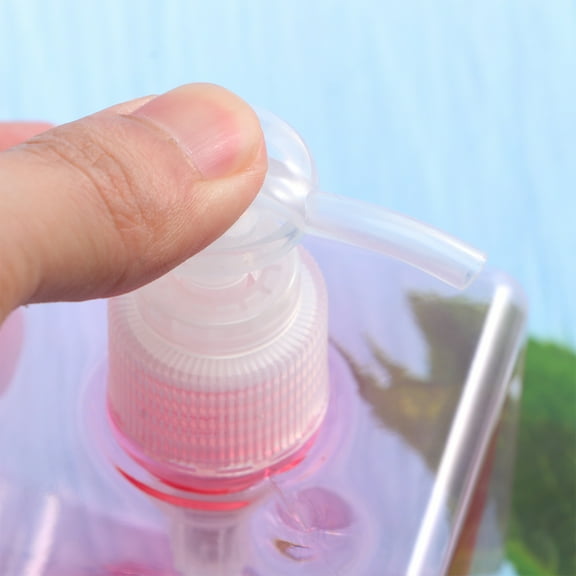 WASHWEPE Cream Pump Bottle Refill Bottle Family Members Plastic Transparent Pink 1Set