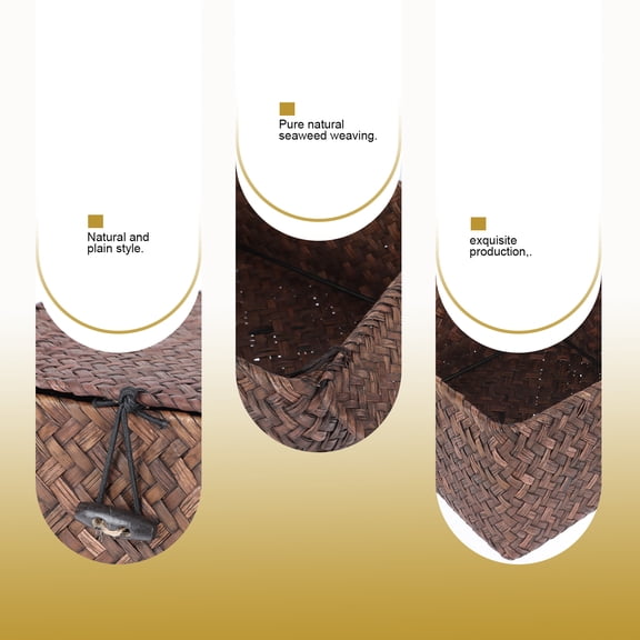 WASHWEPE Wicker Box Storage Basket Synthetic Material Dark Brown 1Pcs 7.86x7.86x4.32in