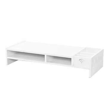 Kesenlong White Monitor Stand Riser with Organizer Drawer for Home Office