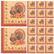 Kesenlong dinner napkins 40pcs Thanksgiving Day Printed Napkins Cartoon Turkey Tissue Dinner Paper Towel Party Supplies (Pattern 2)