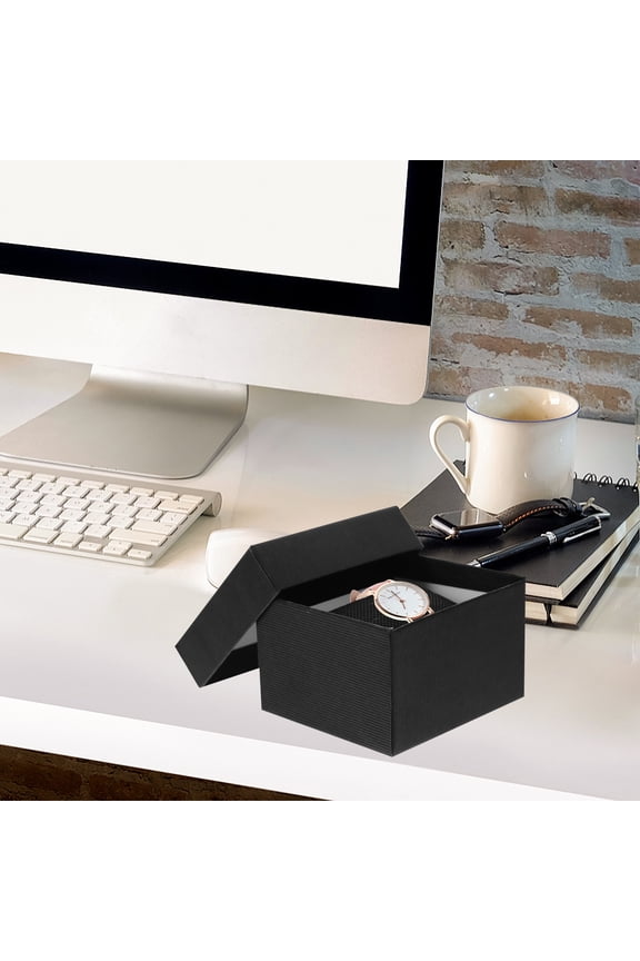 paper gift box 5 PCs Paper Gift Box Holder Sponge Cushion Watch Bracelet Storage Box Jewelry Gift Case (Black)