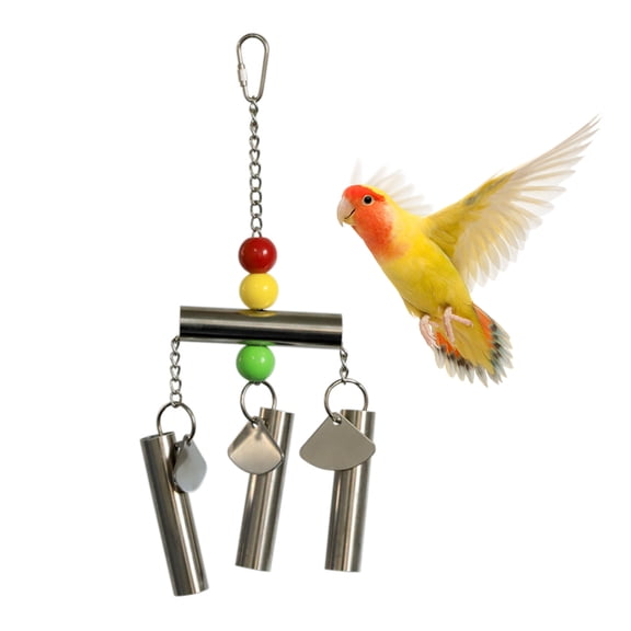 Kesenlong pet bell Stainless Steel Bell Bird Toy for Medium and Large Sized Parrot and Squirrel (Random Beads Color)
