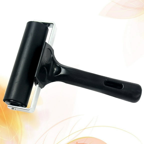 Kesenlong rubber roller 10 CM Rubber Roller Brayer With Heavy Duty Metal Frame for Anti Skid Tape Construction Tools Ink and Stamping Tools (Black)