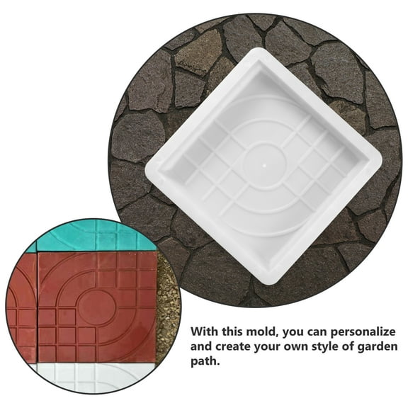 Kesenlong stepping stone molds Pavement Stone Mould Patio Path Pavement Walk Maker Mould DIY Reusable Concrete Cement Mold Driveway Paving Stepping Brick Maker - White (25*25*5)