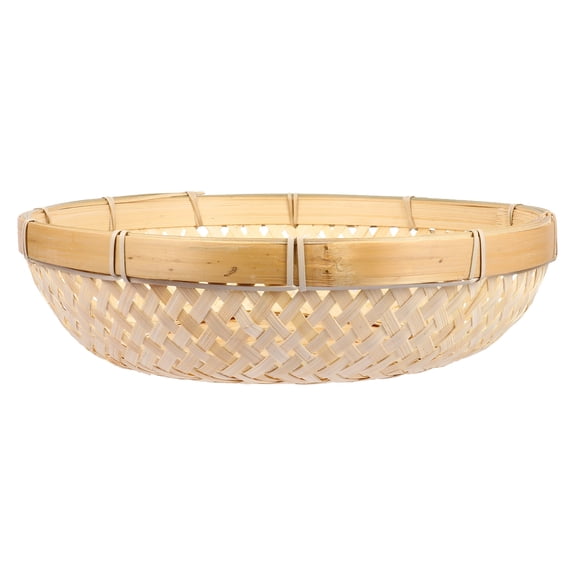 Kesenlong woven fruit plate Hand-woven Bamboo Sieve Bamboo Braided Storage Plate Fruit Food Basket (Large)