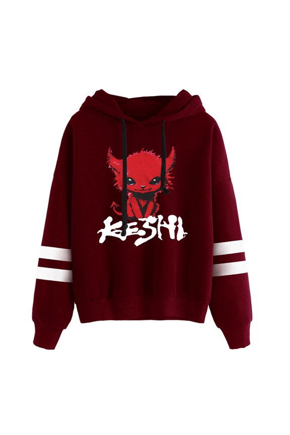 Keshi Monster Logo Merch Pocketless Parallel Bars Sleeve Streetwear Hooded Sweatshirts